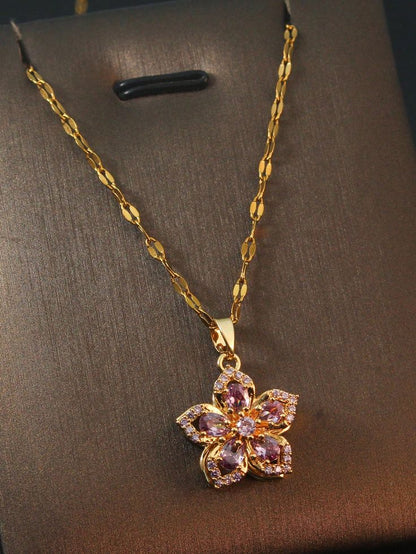 Collar Flor Rosa Giratoria + CAJA REGALO