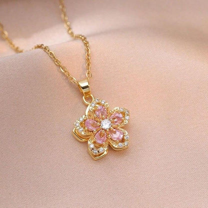 Collar Flor Rosa Giratoria + CAJA REGALO