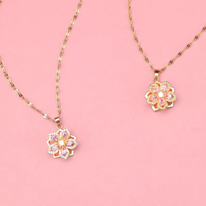 Collar Flor Rosa Giratoria + CAJA REGALO