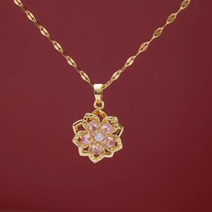 Collar Flor Rosa Giratoria + CAJA REGALO