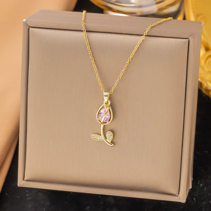 Collar Tulipán de Colores + Caja Regalo