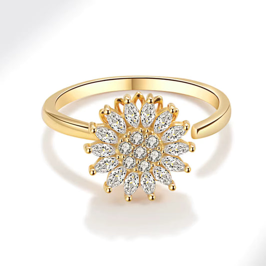 Anillo de Girasol Giratorio + Caja Regalo