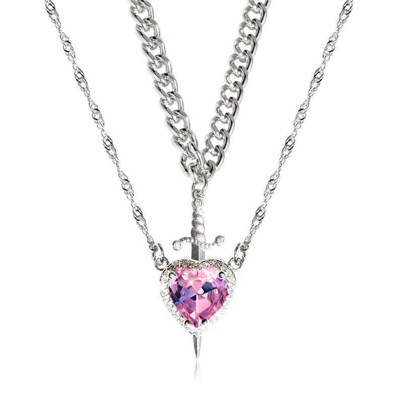 Set Collares Corazón & Espada + Caja Regalo