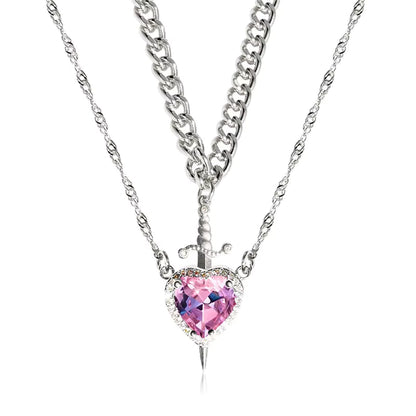 Set Collares Corazón & Espada + Caja Regalo