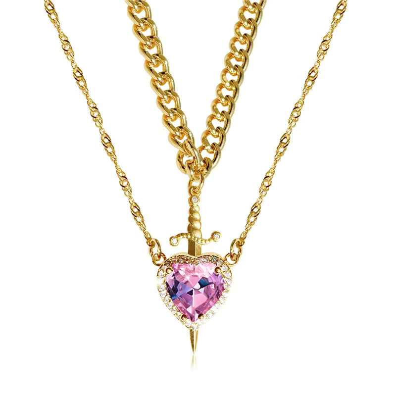 Set Collares Corazón & Espada + Caja Regalo