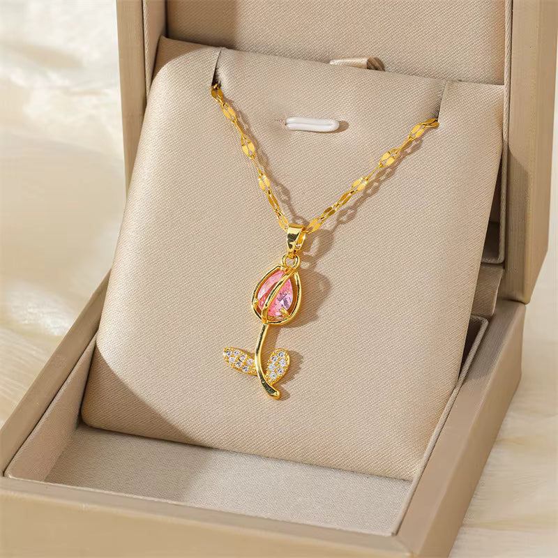 Collar Tulipán de Colores + Caja Regalo