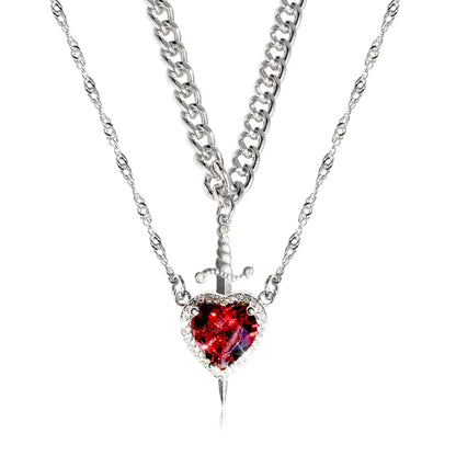 Set Collares Corazón & Espada + Caja Regalo