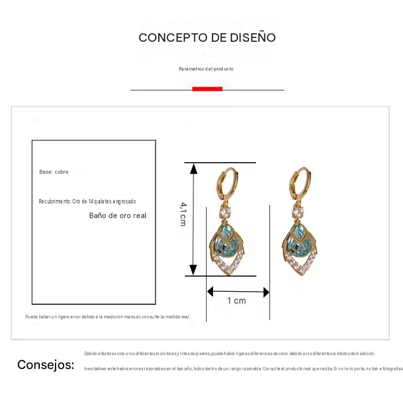 Aretes Altessa Gota Celestial Efecto Rostro Iluminado Micropavé de Circonia & Oro 14K