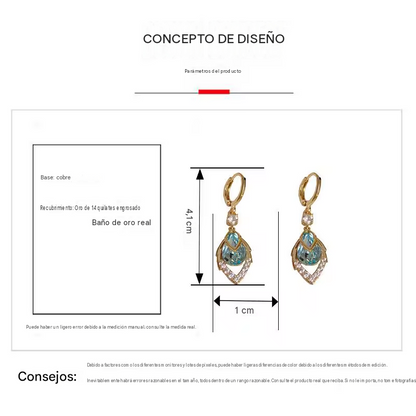 Aretes Altessa Gota Celestial Efecto Rostro Iluminado Micropavé de Circonia & Oro 14K