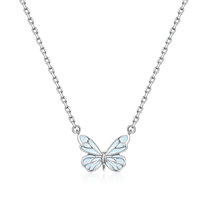Set Mariposa Azul Luminosa - Collar & Pulsera que Brillan en la Oscuridad + Caja de Regalo