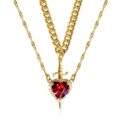Set Collares Corazón & Espada + Caja Regalo
