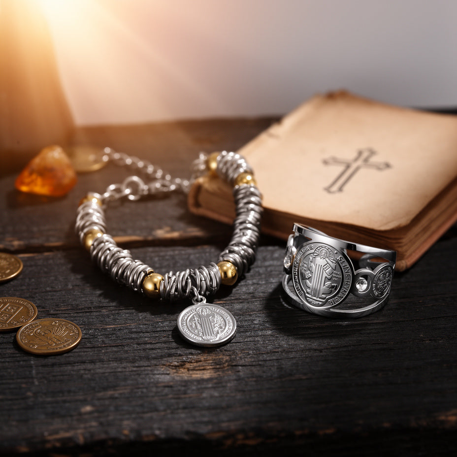 Set San Benito Anillo & Pulsera + Caja Regalo