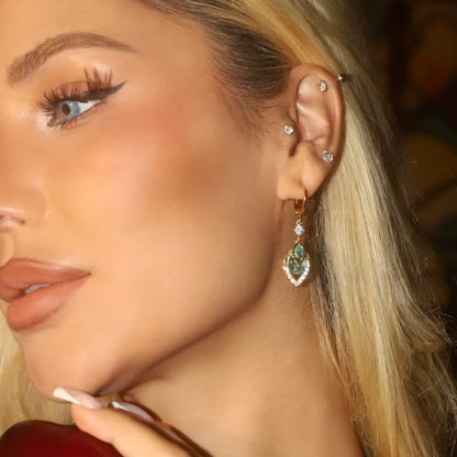 Aretes Altessa Gota Celestial Efecto Rostro Iluminado Micropavé de Circonia & Oro 14K