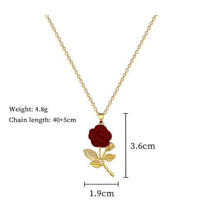 Collar Rosa 3D en Acero Dorado + Estuche de Lujo GRATIS