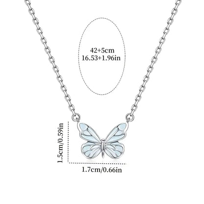 Set Mariposa Azul Luminosa - Collar & Pulsera que Brillan en la Oscuridad + Caja de Regalo